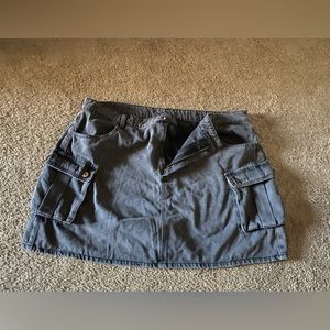 Grey Cargo Denim Skirt